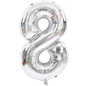 Toniful 40 Inch Silver Large Numbers Balloons 0-9, Number 8 Digital 8 Helium Balloons, Foil Mylar Big Number Balloons For Birthd
