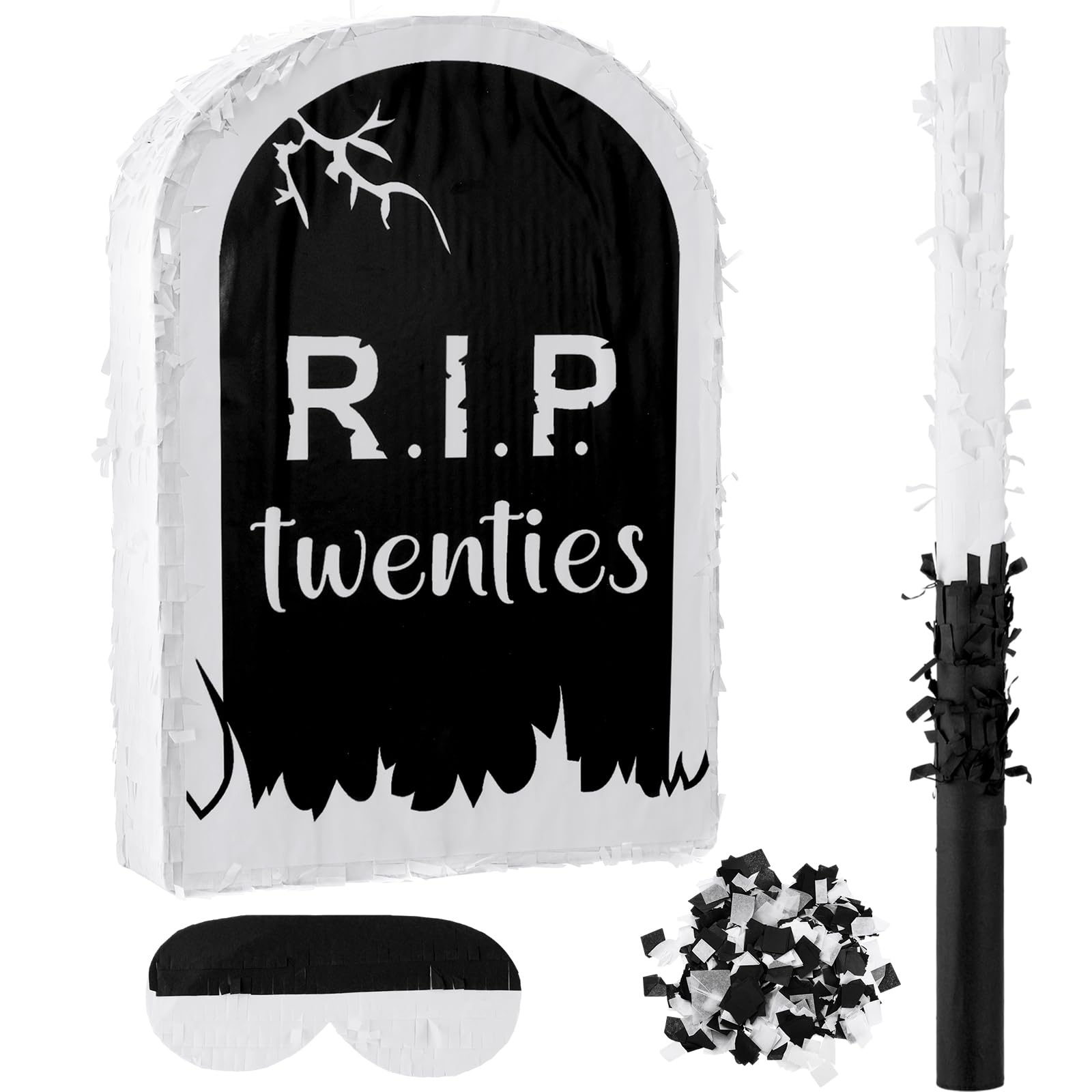 Syhood 4 Pcs Rip Twenties Piata Birthday Decorations 11 x 15.7 Death to My 20s Funeral Tombstone Piata with Stick Blindfold Conf