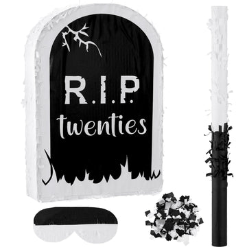 Syhood 4 Pcs Rip Twenties Piata Birthday Decorations 11 x 15.7 Death to My 20s Funeral Tombstone Piata with Stick Blindfold Conf