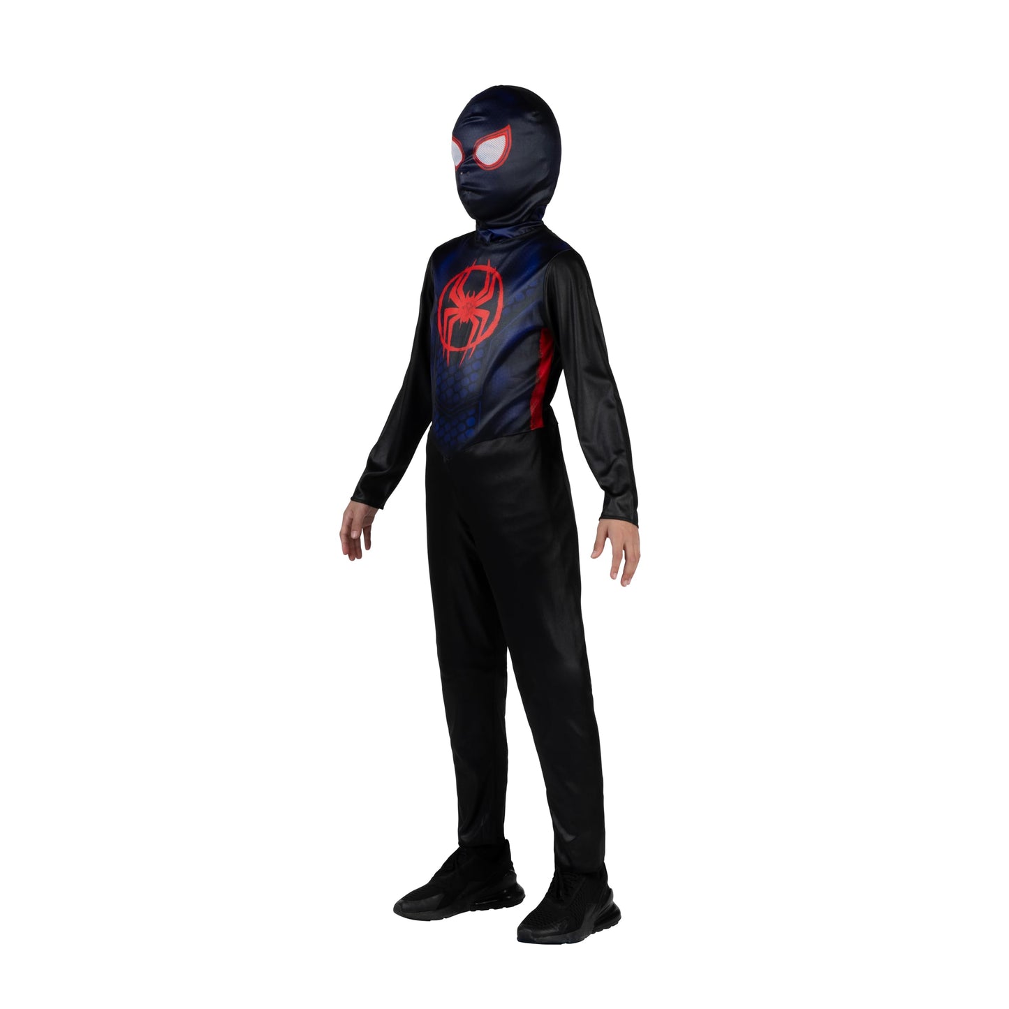 Marvel Miles Morales Official Youth Halloween Costume - Printed Jumpsuit With Fabric Mask (S) Black