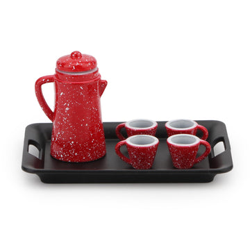 Dollhouse Miniature Spotted Coffee Pot With 4 Cups And Tray Kitchen Accessories 1:12 Scale Appliance Model Japanese Model Dollho