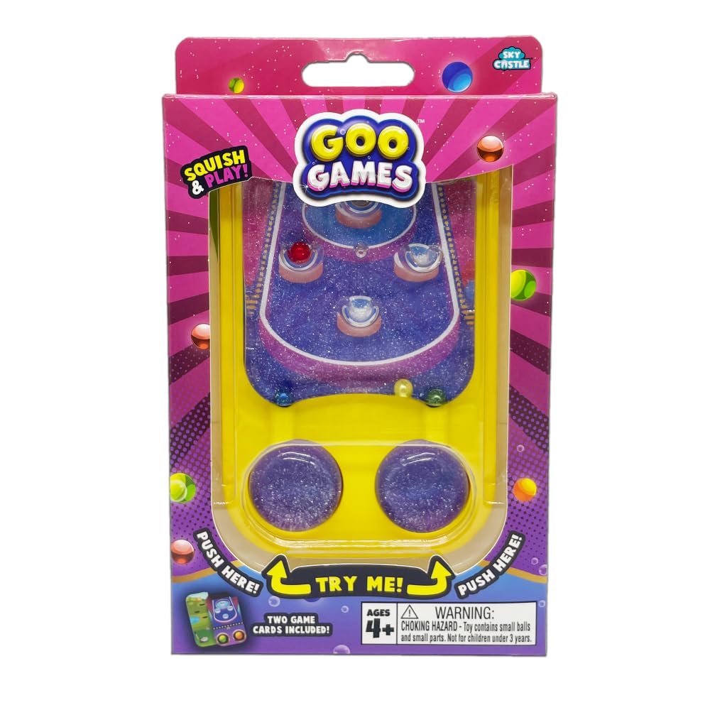 Googames, Hand-Held Water Games With Floating Treasures, Sensory Fidget Game Adventures, Non-Toxic, No-Mess, Mesmerizing Glitter Fun, 3 Game Cards Included, Refillable, Perfect Travel Toy! (Arcade)