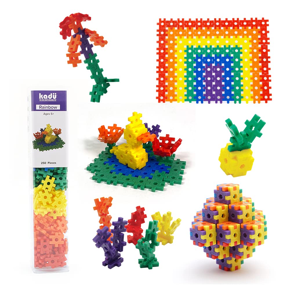 Incredibly Interconnectable Toys KADU Rainbow 250 Piece Set - STEM Building Toy for Ages 5+, Plastic, Rainbow Color