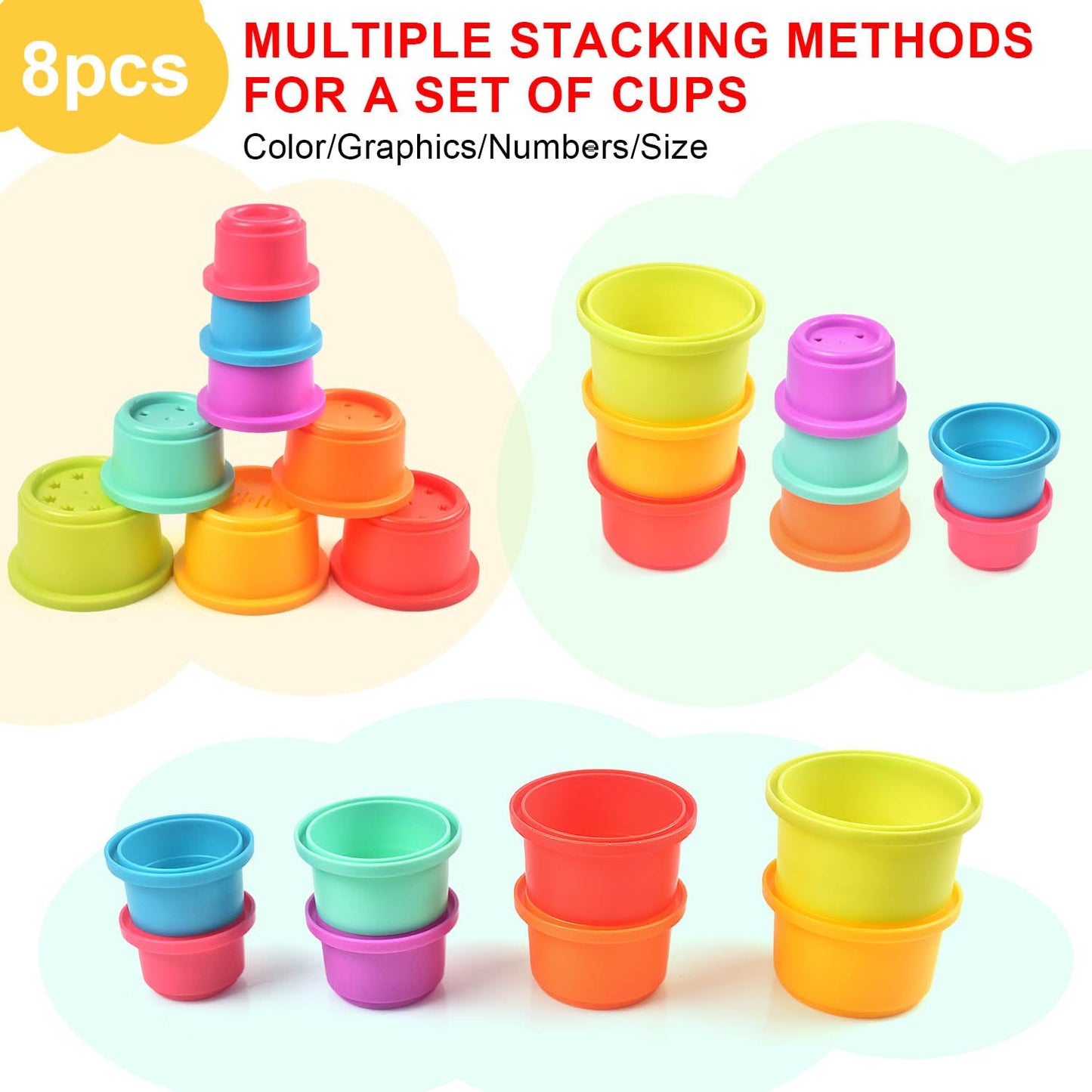 Cosaway Baby Stacking Nesting Cups Toys, Montessori Toys For Toddlers 6+ Months