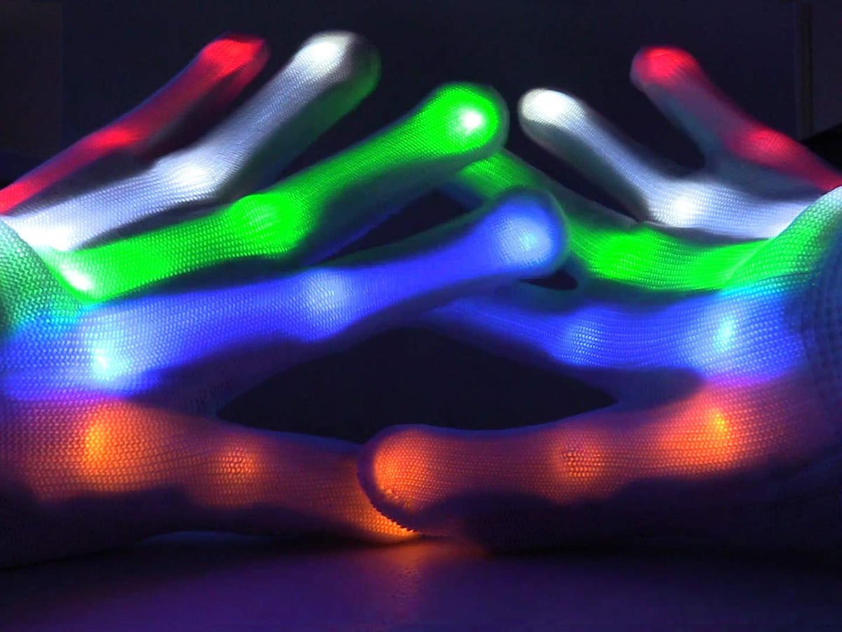 LED Finger Gloves for Kids with 6 Flashing Light Modes for Dance Costume and Party Fun