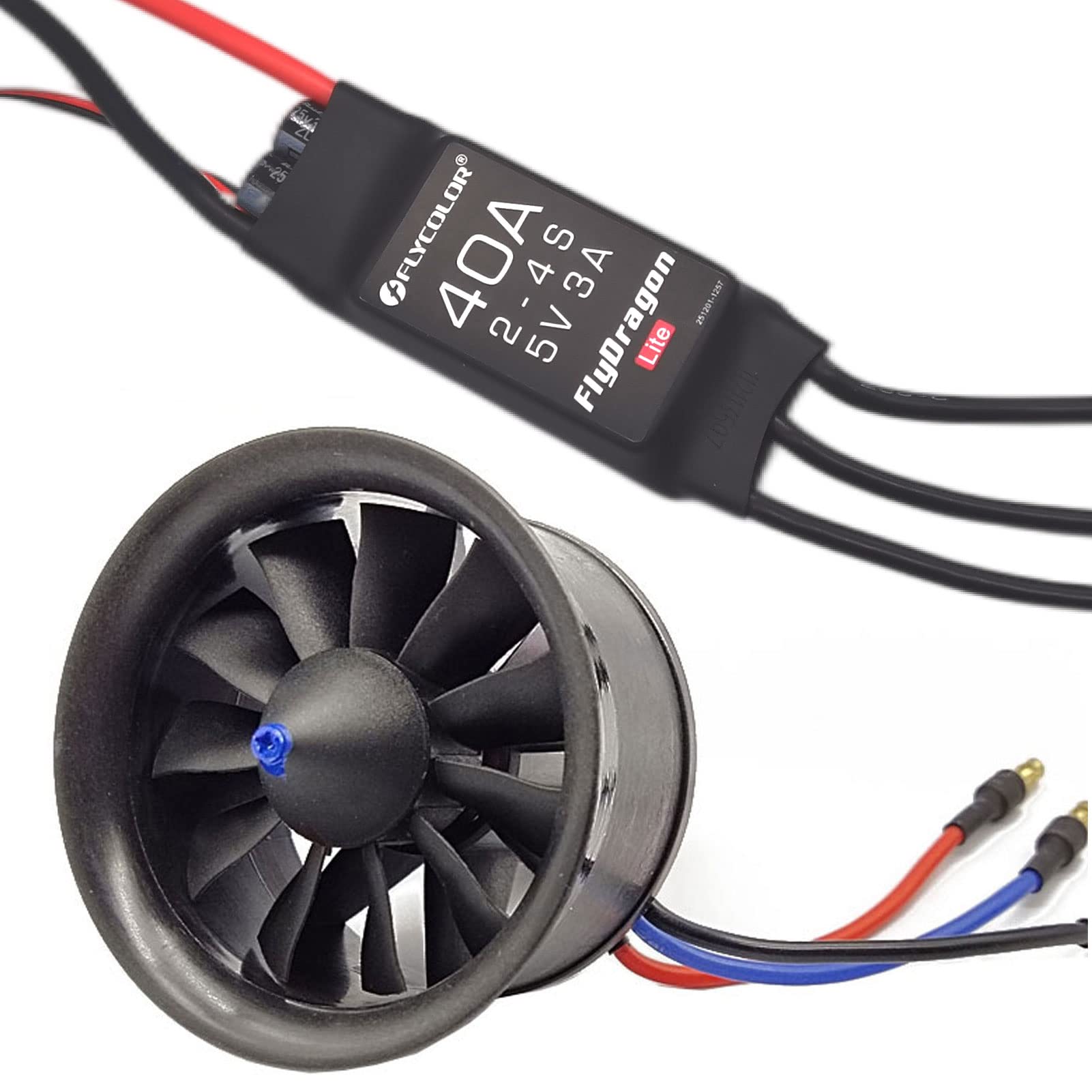 Flycolor EDF 50mm 4900KV 3S Maximum Thrust 770g 11 Blades Ducted Fan with RC Brushless Motor with ESC 40A(2~4S) Balance Tested f