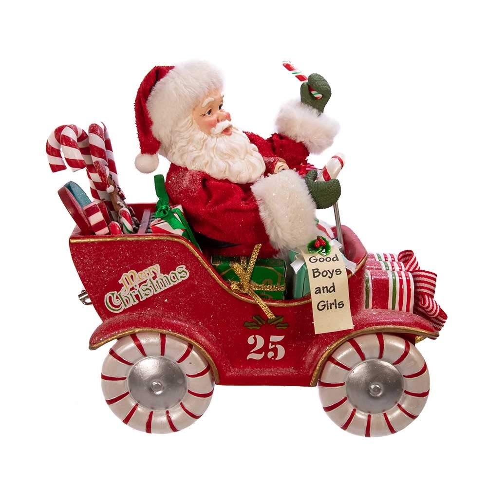 Kurt S. Adler Kurt Adler 8.5-Inch Fabriché Musical Candy Car Santa, Multi