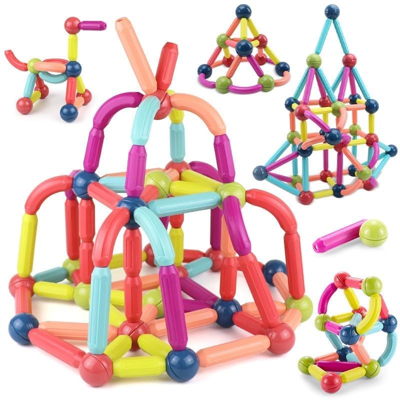 Mukund Plastic Magnetic Balls And Rods Set Building Blocks Magnet Toys For Kids, Stem Educational Construction Toys, Magnetic St