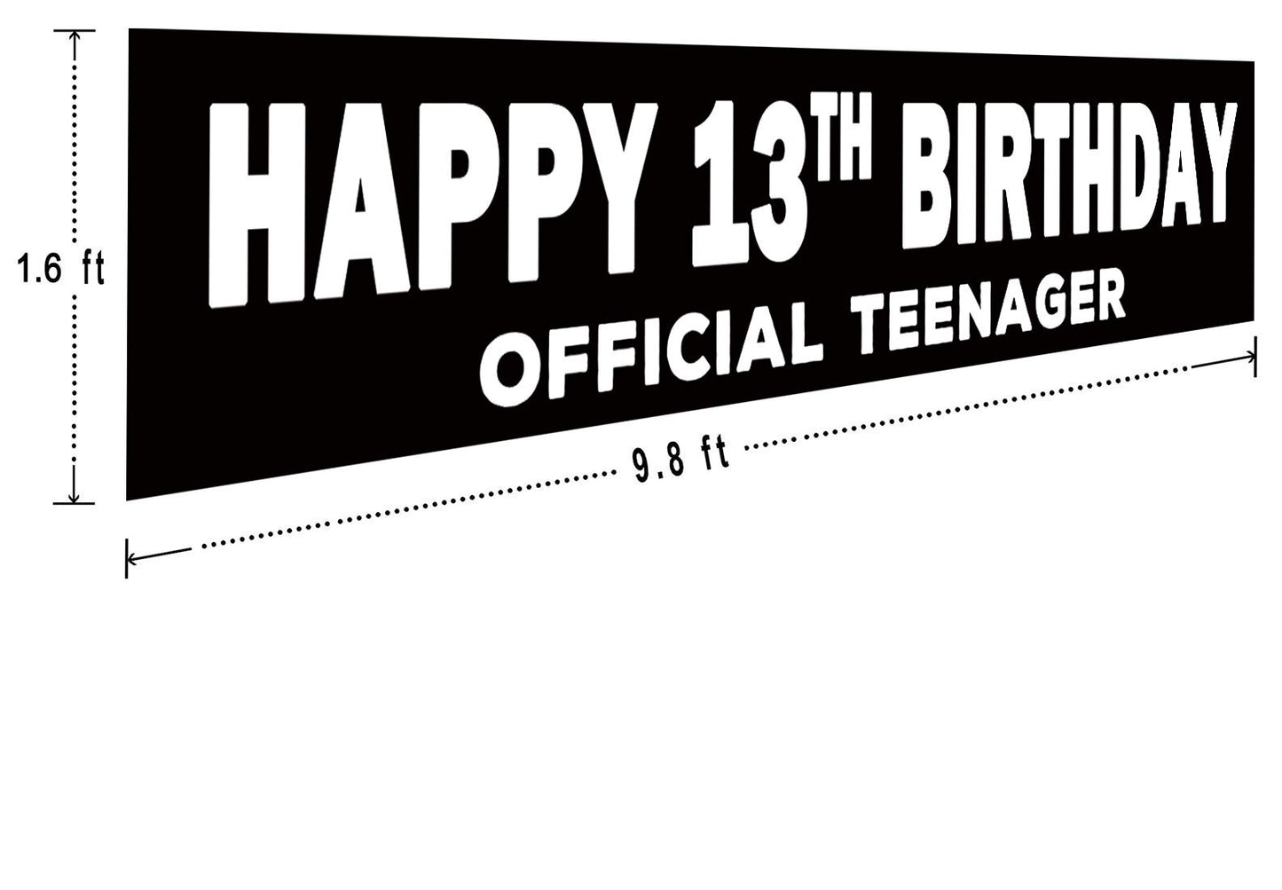 Large Happy 13Th Birthday Banner, Official Teenager Banner, 13 Years Birthday Sign Banner Black And White, 13Th Birthday Party S