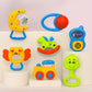 Storio Baby Rattle Gift Set | Newborn Sensory Toys For 0-12 Months | 6 Pc Rattle Set With Teether | Ideal Baby Shower Gift For B