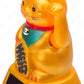 M.V. Trading Japanese Maneki Neko Fortune Cat Lucky Cat Gold Battery Operated Also Solar Powered With Waving Arm, 5-Inches