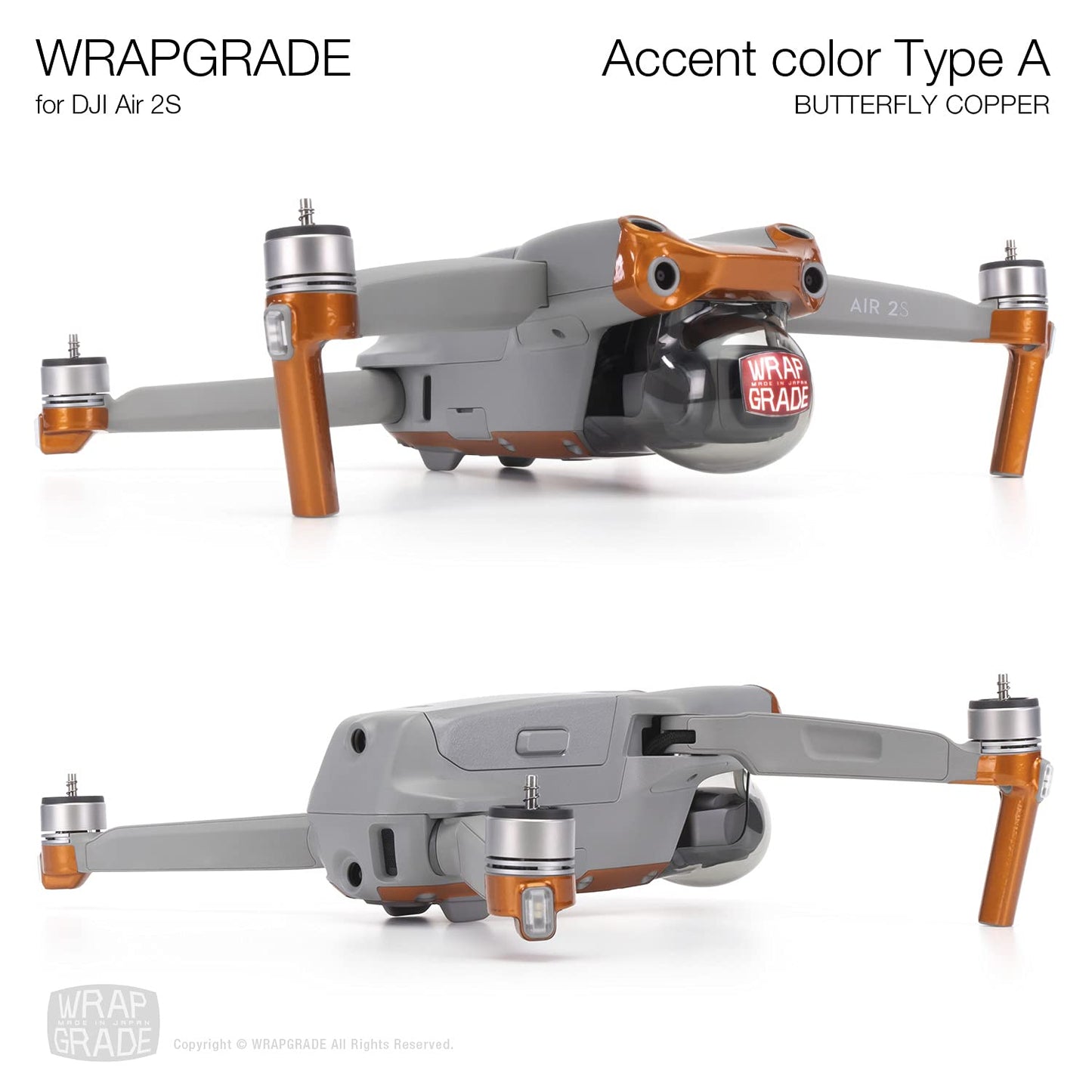 Wrapgrade Skin Compatible with DJI Air 2S | Accent Color A (Butterfly Copper)