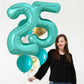 TONIFUL 40 Inch Large Teal Blue Number 25 Balloons Giant Digital 25 or 52 Helium Balloons, Foil Mylar Big Number Balloons for 25