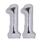 40 Inch Number 11 Balloon Silver Jumbo Giant Big Large Number 11 Foil Mylar Silver Balloons 11Th Birthday Party Anniversary Deco