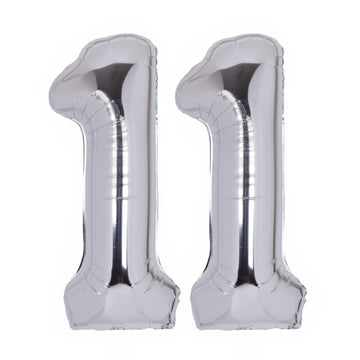 40 Inch Number 11 Balloon Silver Jumbo Giant Big Large Number 11 Foil Mylar Silver Balloons 11Th Birthday Party Anniversary Deco