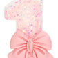 ElekFX Birthday Candle for Cake, 1 Candle - Pink Glitter with Bowknot, 2.76 inch Happy Birthday Candle, Cake Topper Decoration f