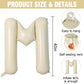 Letter Balloons Beige,40 Inch Letter M Balloons,A-Z Alphabet Name Foil Balloons,Big Single Cream Aluminum M Word Balloons Helium