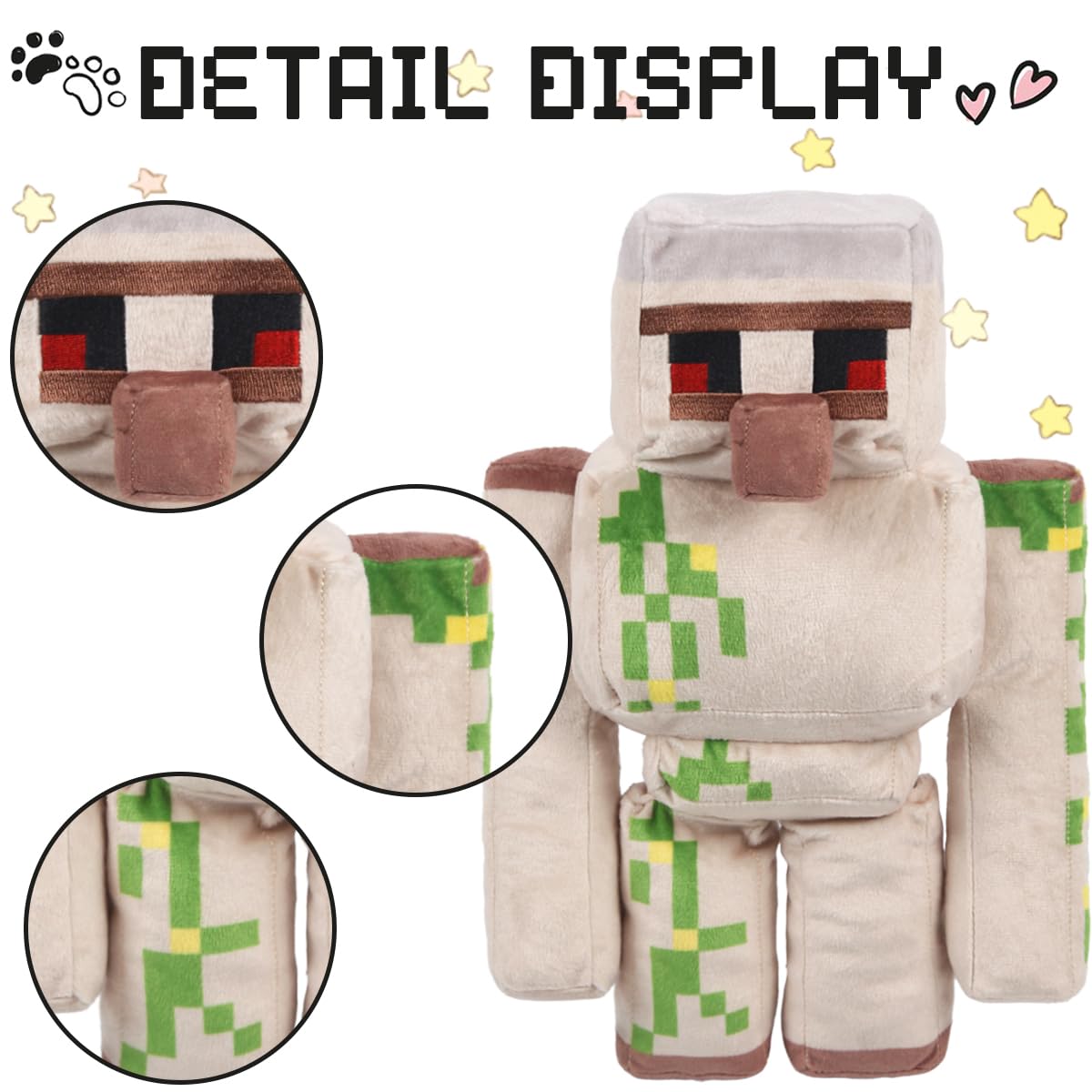 Weddye Pixel-Style Plushies Iron Golem Soft Toy, 2" Cotton, Yellow, Video Game-Inspired Collectible