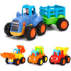 Yiosion Push and Go Friction Powered Cars Construction Vehicles Toy Set Tractor Bulldozer Mixer Truck Dumper for 1 2 3 Year Old 