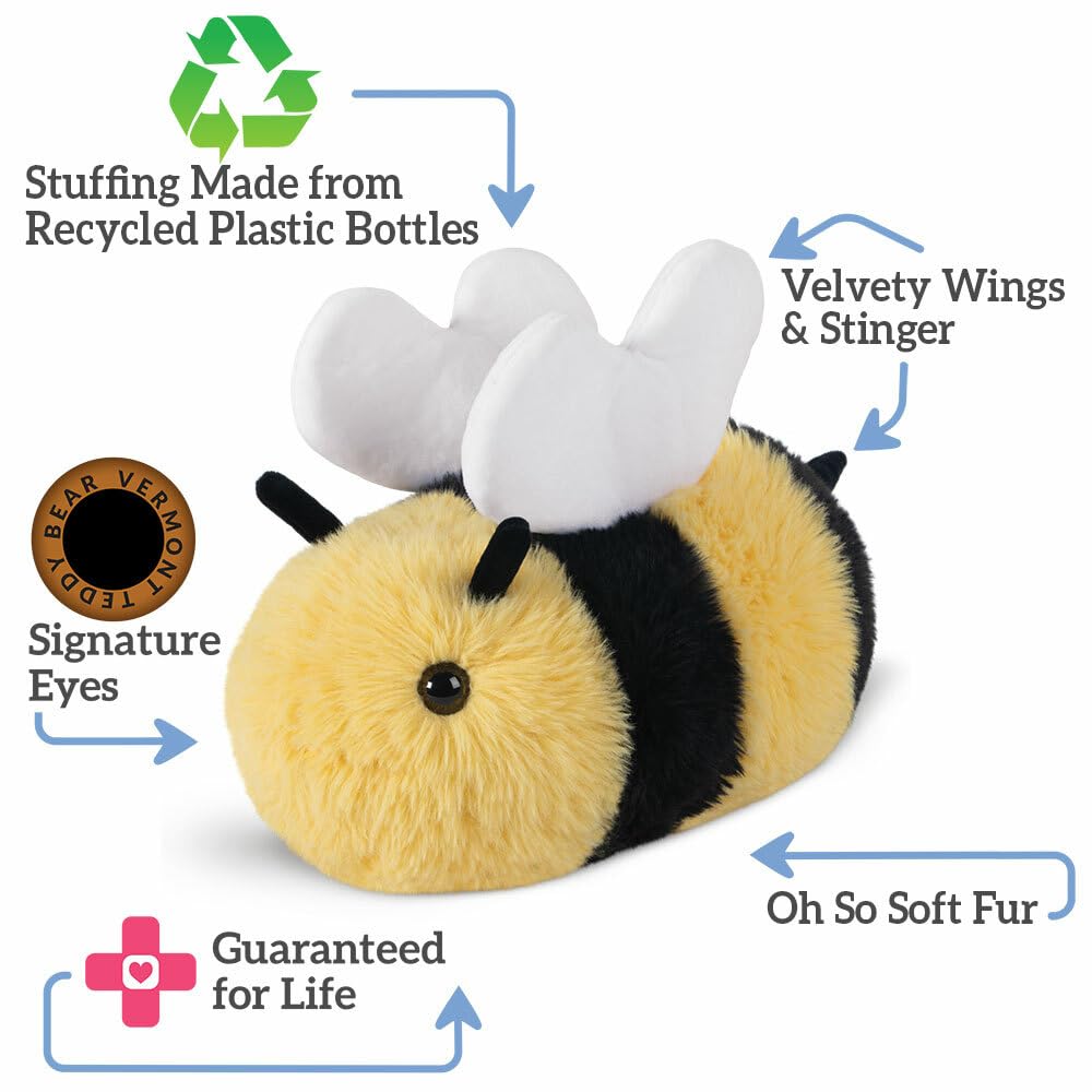 Vermont Teddy Bear Bee Plush - Bee Plushie, Yellow/Black, 18''