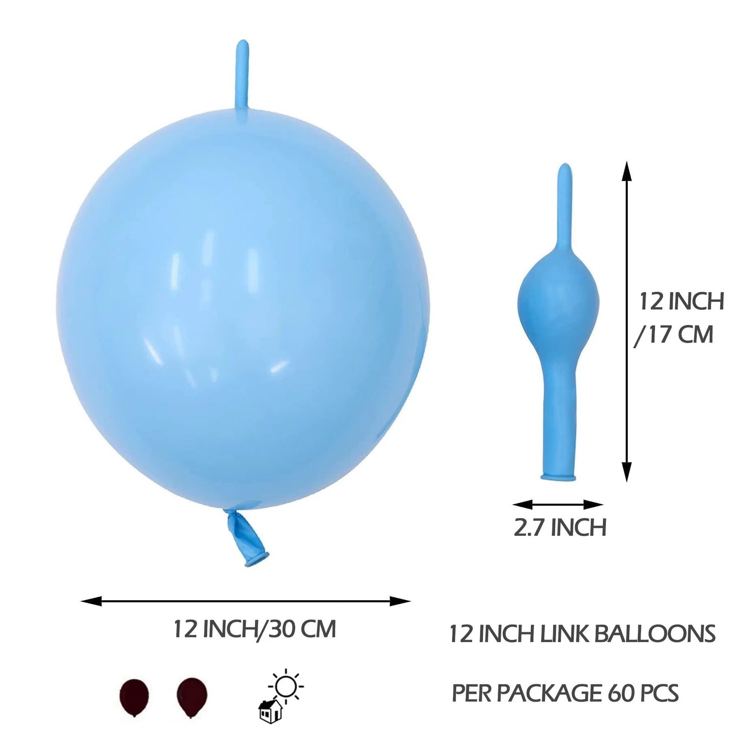 In-Jooyaa 12 Inch Black Link Balloon 60 Pcs Quick Linkable Balloon For Party Decoration