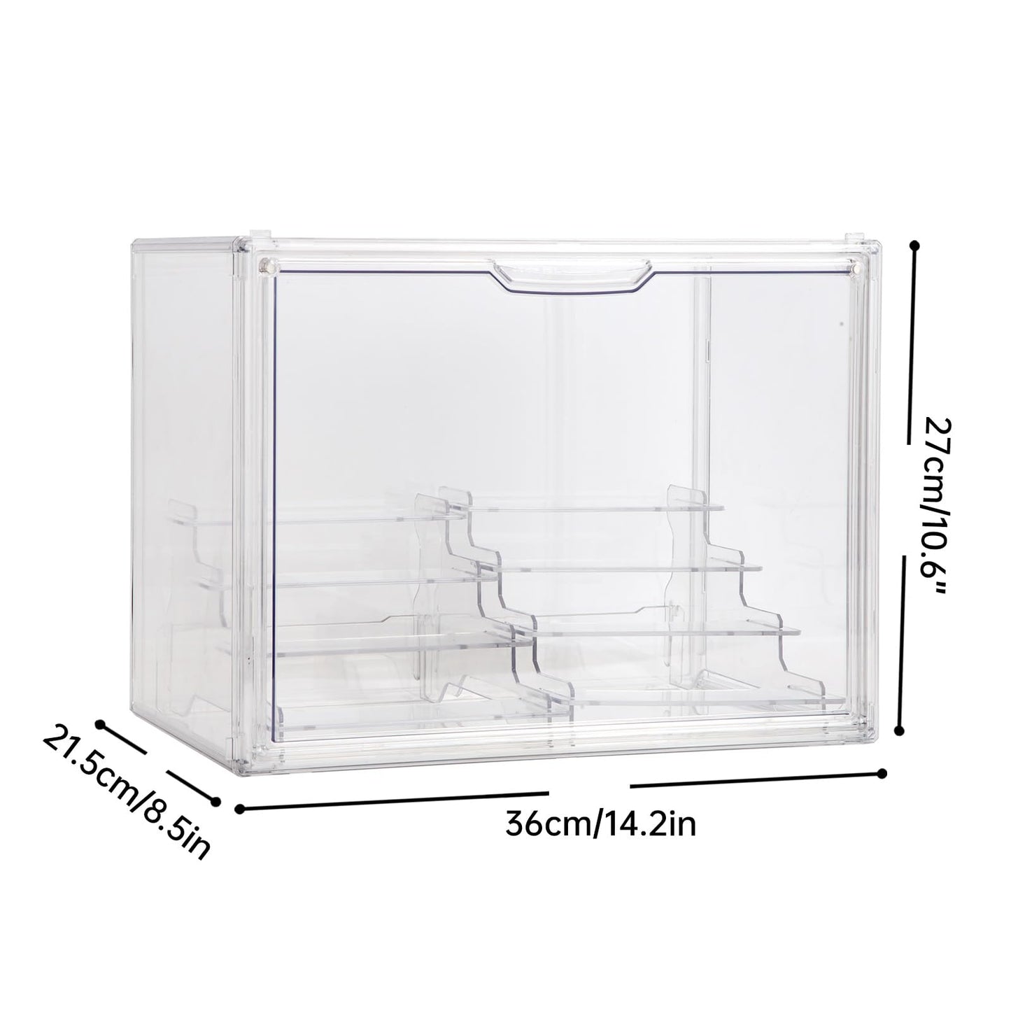 Bohoidee Clear Acrylic Display Case With Two Display Shelves For Figures, Dustproof Storage Organizer Box With Magnetic Door, Ac