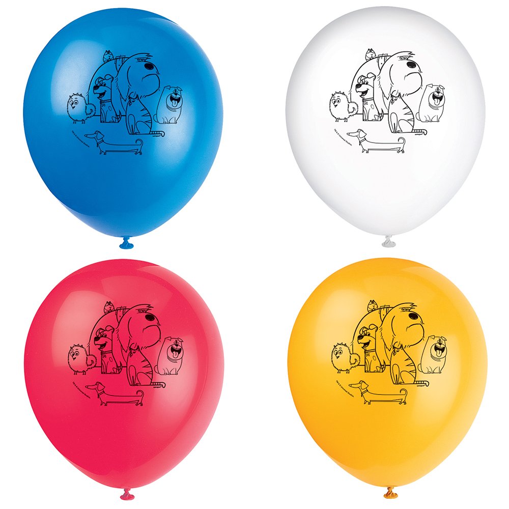 Secret Life of Pets Latex Balloons - 12, Assorted Colors, 8 Pcs