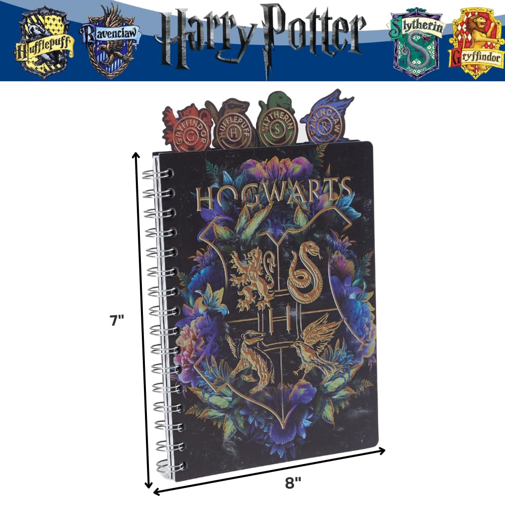 Innovative Designs Harry Potter Hogwarts Tab Journal Notebook, Spiral Bound, 96 Lined Pages, 8 X 7 Inches, Black