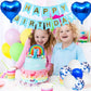 Huture 7 Birthday Party Supplies Blue Number 7 Foil Balloon Happy Birthday Banner Kit 7Th Birthday Decoration White Blue Latex C