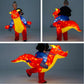 Bddedd Kids Inflatable Costume, Blow Up Red Dragon Dinosaur With Led Light For Halloween (Kids)