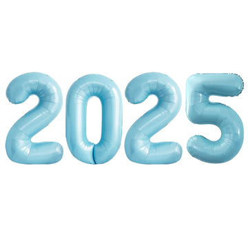 Goer 2025 Foil Number Balloons For 2025 New Year Eve Festival Party Supplies Graduation Decorations (Light Blue,32 Inch)