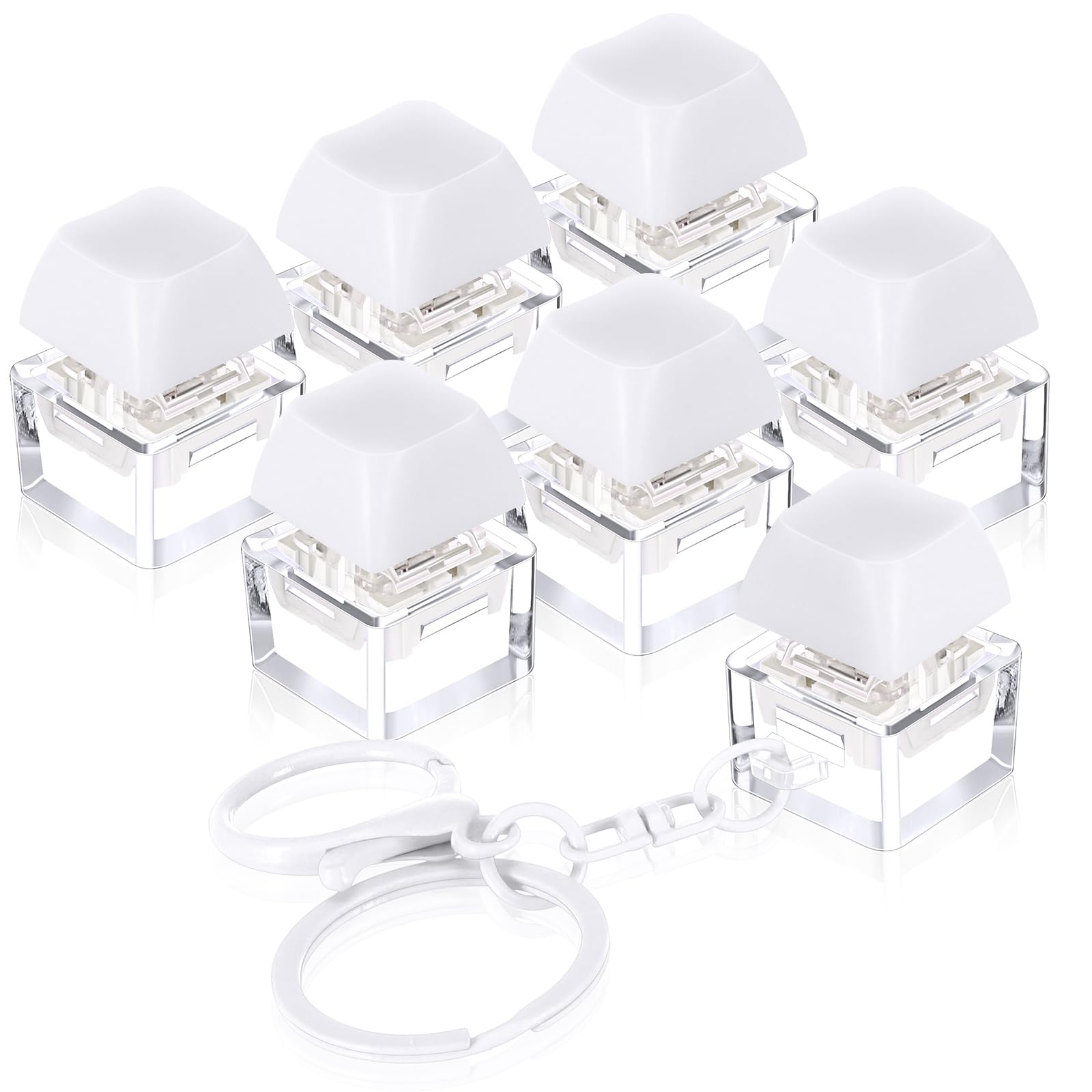 Shappy 6 Pcs Keyboard Fidget Toys  Fidget Keychain  Fidget Keyboard Clicker Keychain Gift  Keychain Button Stress Relief Gifts for mature-themed Office Home School  ADHD Toy  Cool Fidgets(White)