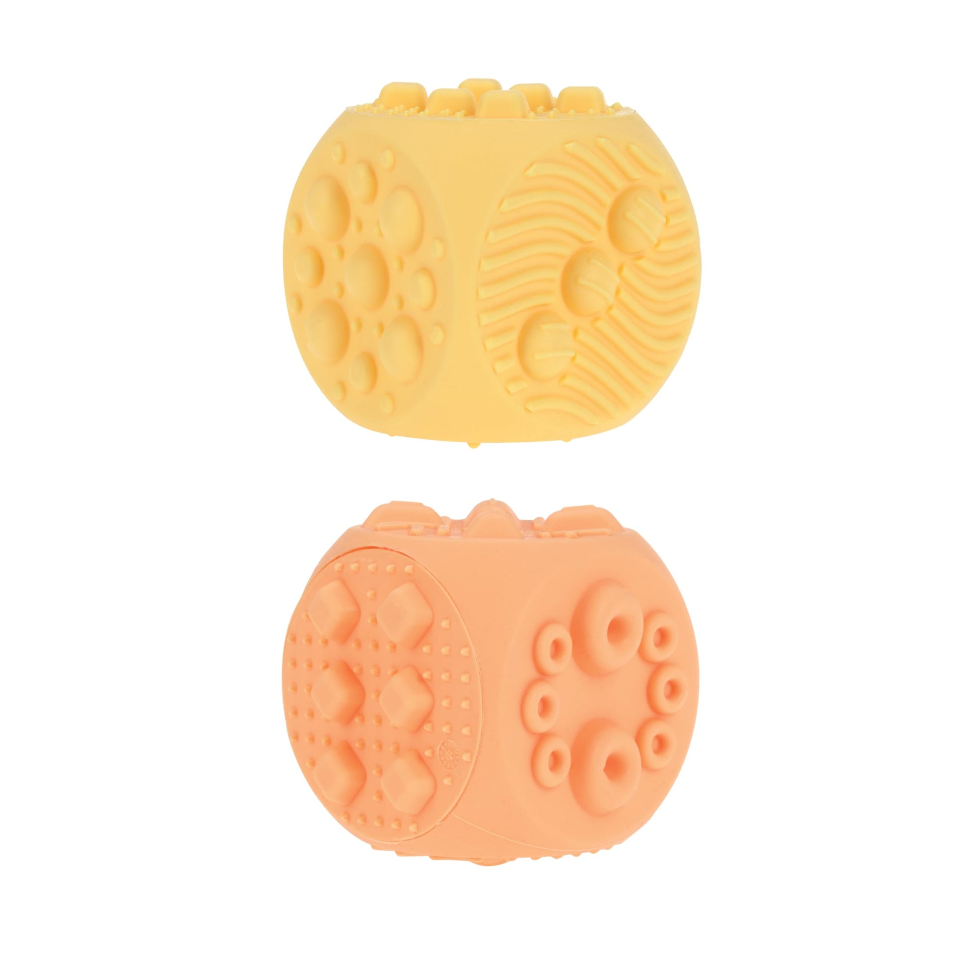 Nuby Silicone Block Poppers - (2-Pack) Interactive Baby Block Toy For Babies 10+ Months - Yellow And Orange