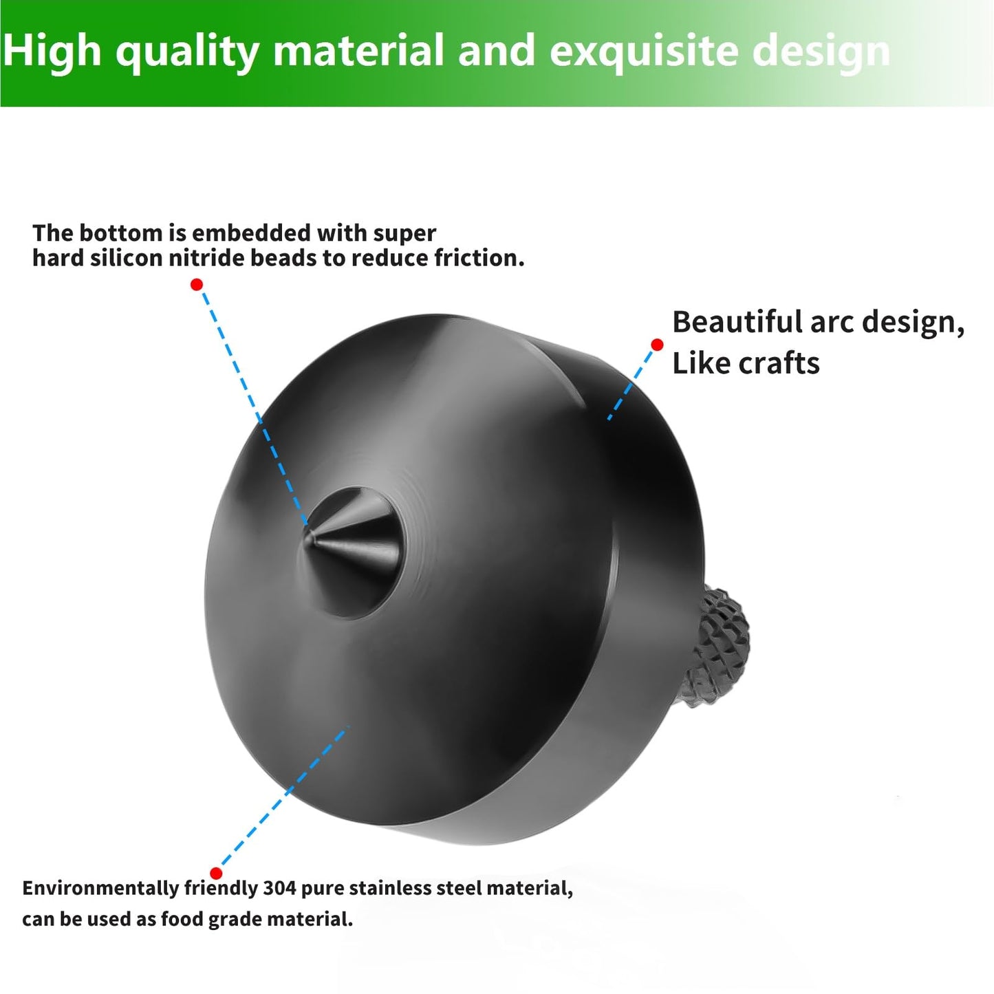 CHEETOP Stainless Steel Spinning Top  Precision Mini Desktop Gyroscope  Kill Time Reduce Stress ADHD Toys  Perfect Balance Gyro (Black Style 2)