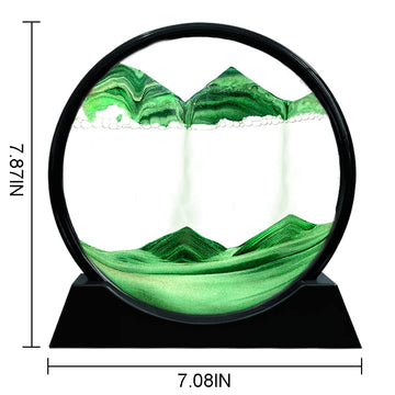 Muyan Moving Sand Art Picture Sandscapes in Motion Round Glass 3D Deep Sea Sand Art for mature-themed Kid Large Desktop Art Toys (7 Inch  Green)