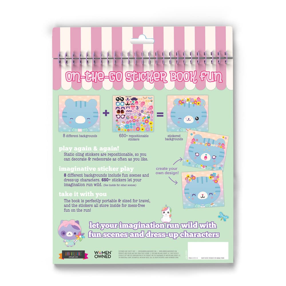 Craft-tastic Reusable Sticker Book - 650+ Stickers, 8 Scene Pages, Multi, Model CT2114T