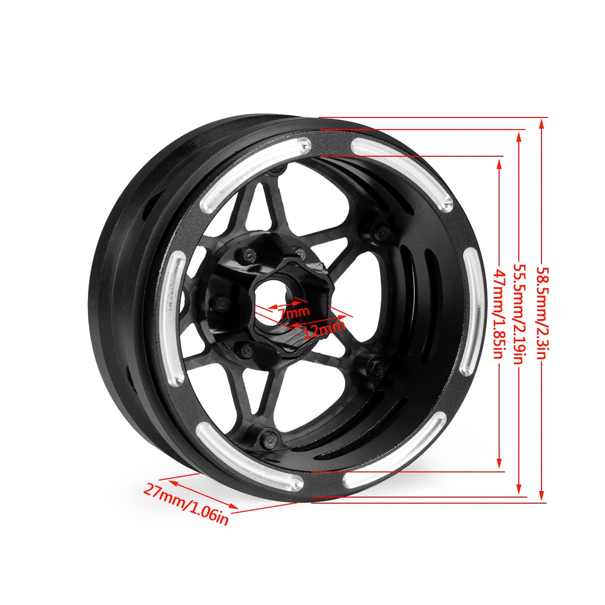 SCX10 TRX4 1.9 Inch RC Crawler Carbon Fiber Wheels Rims, 4PCS Beadlock Wheels Carbon Fiber Wheel Rimsfor 1/10 RC Crawler Cheater