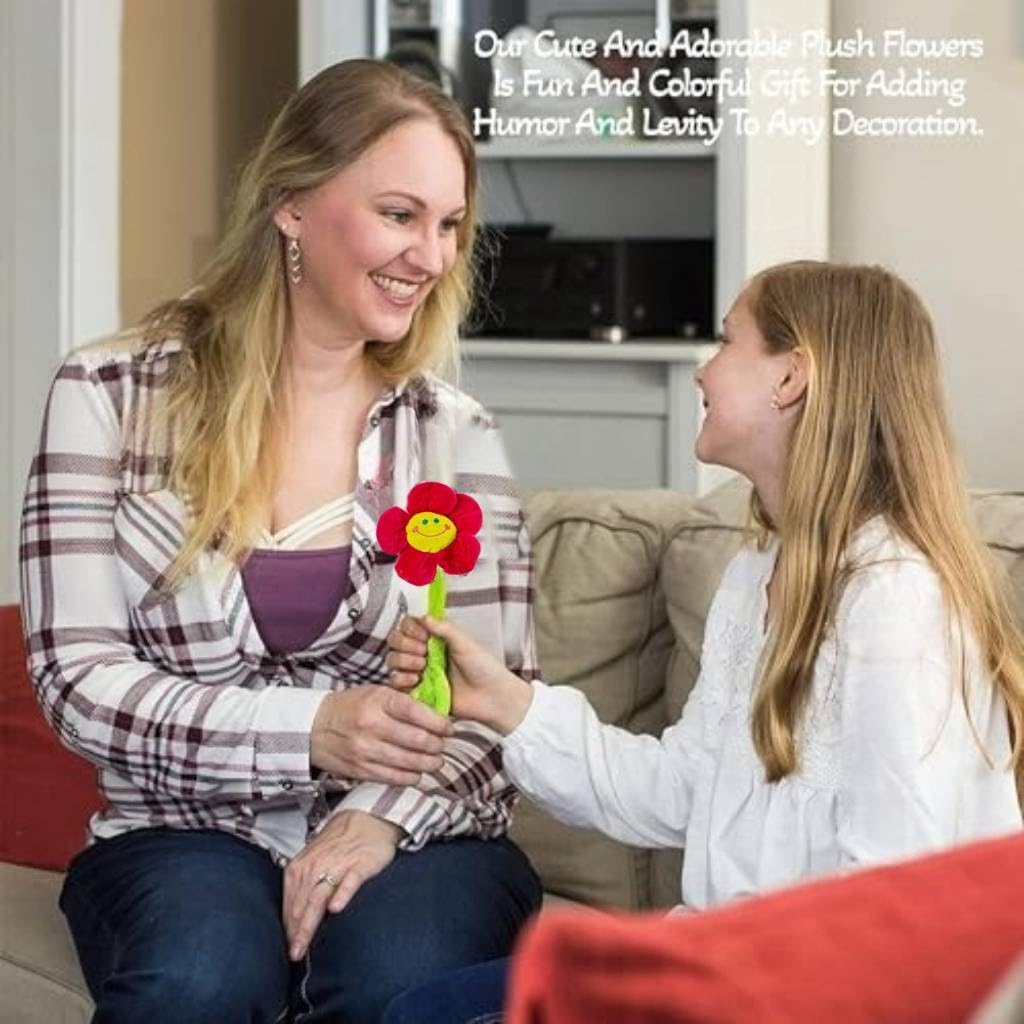 Tplay Flower Plush Kids Toy: Bendable Stem Stuffed Sunflower - Soft Bendy Felt Bouquet Set Age 2-4