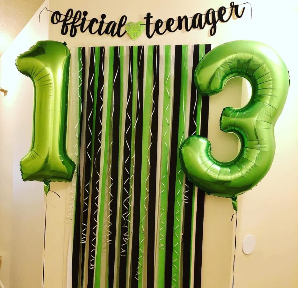 Paticool 40 Inch Green Number Balloon 3, Large Number Foil Balloons Mylar For Girl Boy Birthday Party Celebration Decorations Su