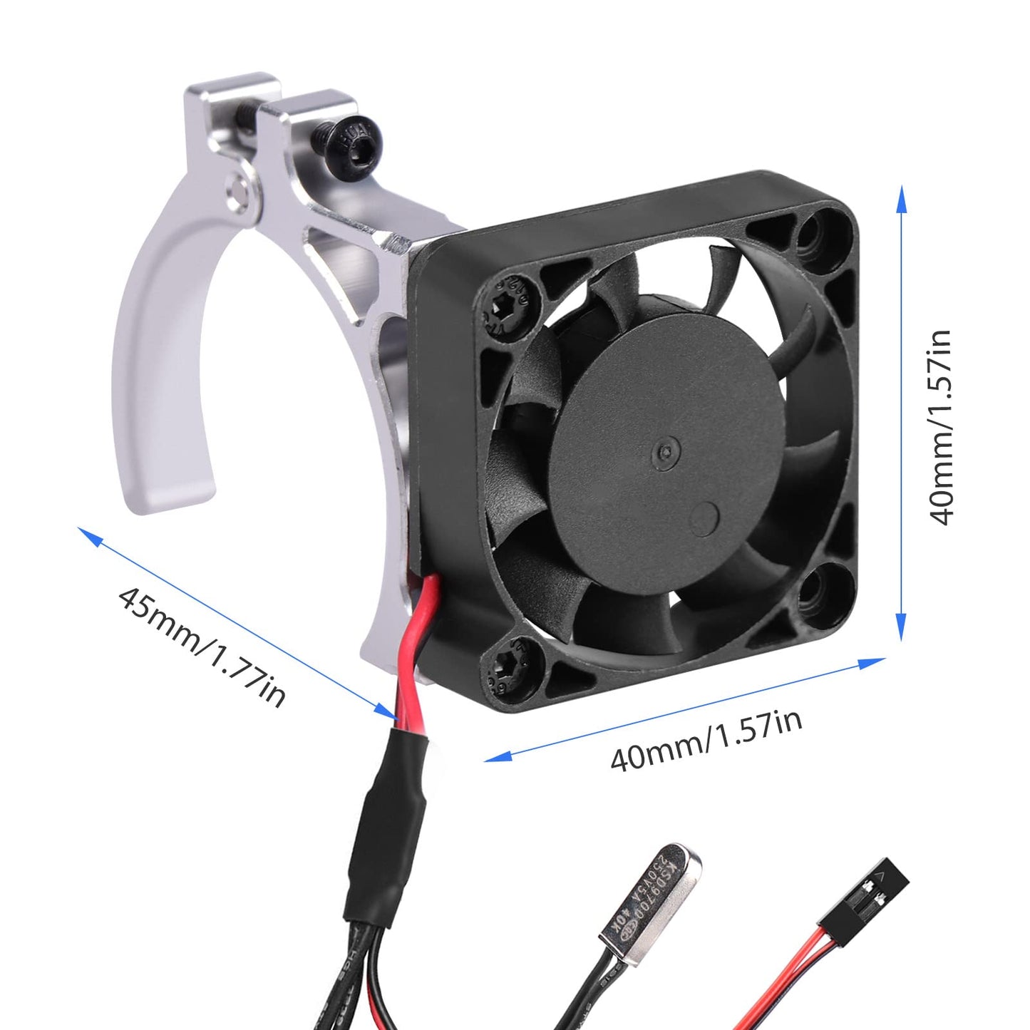 ACEKEEPS Aluminum Heatsink Fan for 1/10 Traxxas E-Revo UDR 1/8 Typhon Work with 42mm Diameter Brushless Motors