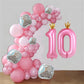40 Inch Crown Pink Number 0 Balloon, Big Conjoined Baby Pink Foil Mylar Helium Digit 0 Balloon For Girl Birthday Party Decoratio