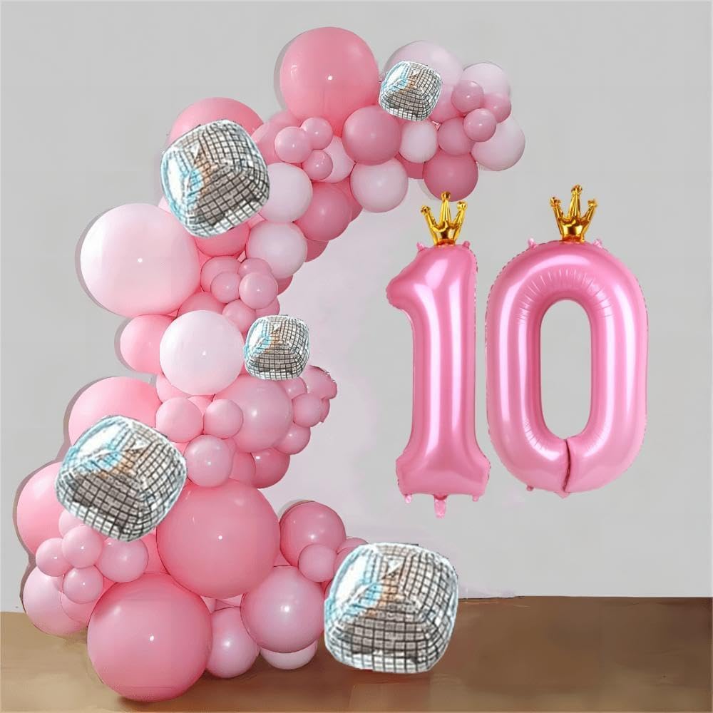 40 Inch Crown Pink Number 0 Balloon, Big Conjoined Baby Pink Foil Mylar Helium Digit 0 Balloon For Girl Birthday Party Decoratio