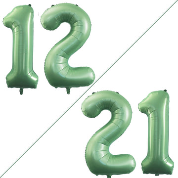 Goer Number 12 Balloons For 12Th Birthday Sweet 12 Party Decorations,42 Inch Jumbo Foil Helium 21 Balloons For 21St Birthday Party Decoration (Sage Green)