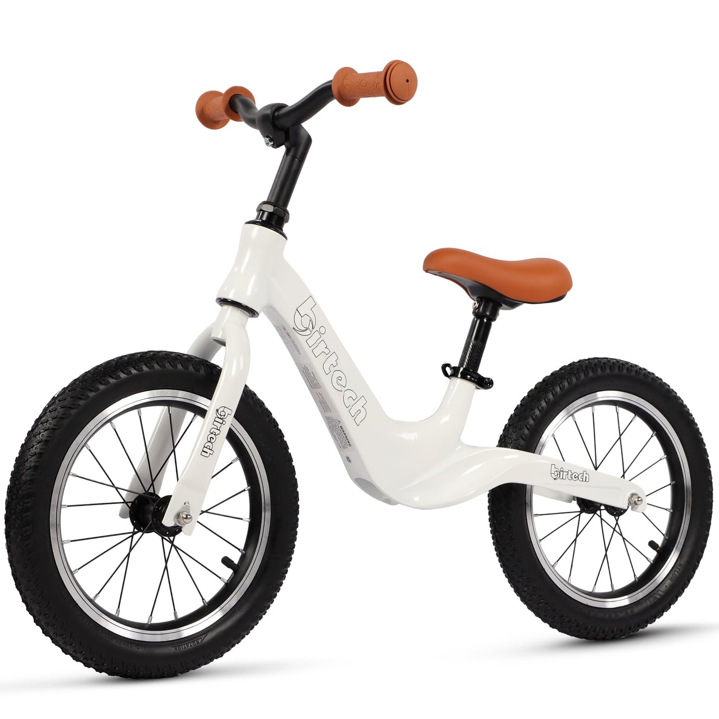14' Kids Balance Bike For 3,4,5,6 Year Old Boys And Girls, Air Tires With Magnesium Alloy Frame, Lightweight No Pedal Toddler Training Bicycle (White)