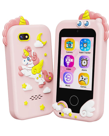 Kikidex Kids Smart Phone for Girls, Perfect Christmas Birthday Gifts for 3-10 Year Old Kids, Touchscreen Learning Play Toy Smart