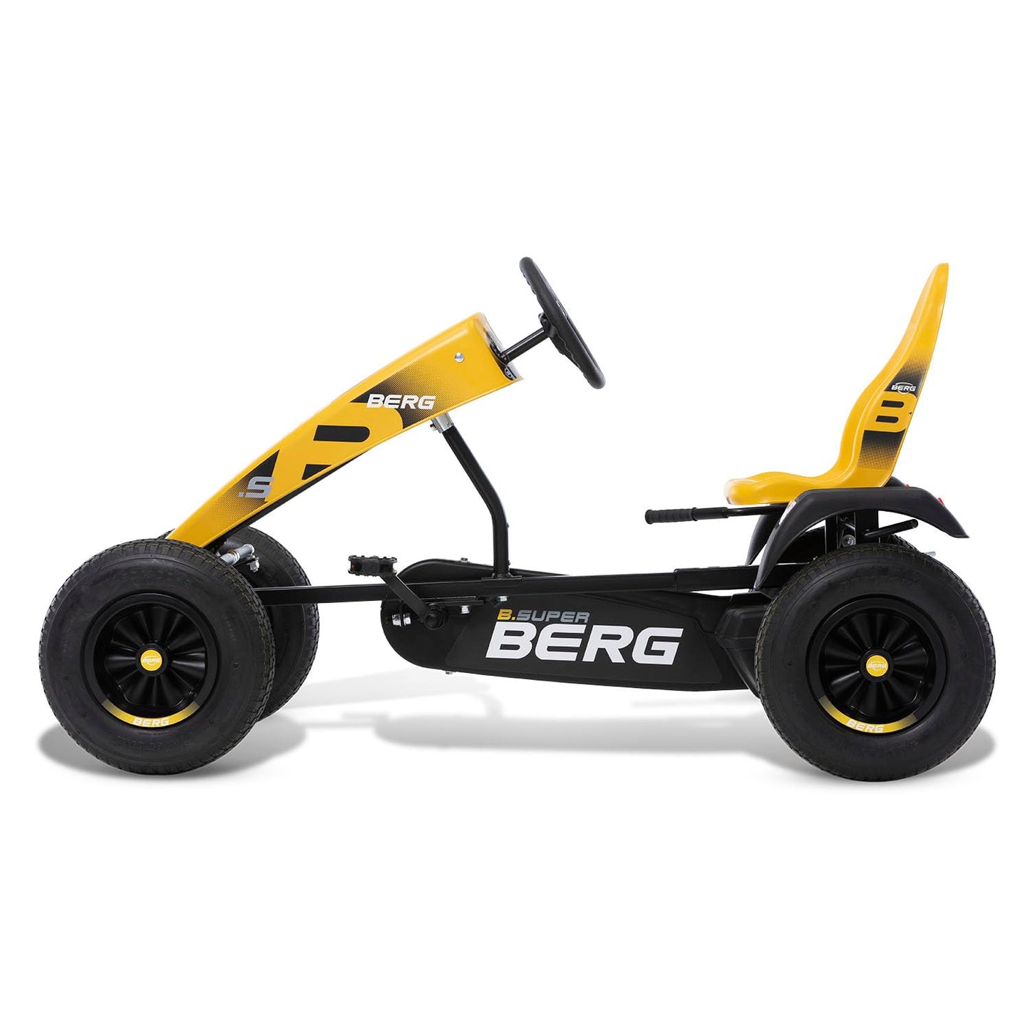 BERG Pedal Kart with XL Frame B.Super Yellow BFR | Childrens Vehicle, Pedal car with Adjustable seat, with Freewheel, Children