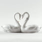 Lladró Swan Couple White Heart Glossy White Porcelain Figurine. Heart-Shaped Porcelain Swan Figurine.
