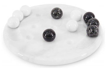 Radicaln Marble Tic Tac Toe 10'' Inches Black & White Handmade Family Board Games For Adults Ideal Decorative Marbles Game Set &