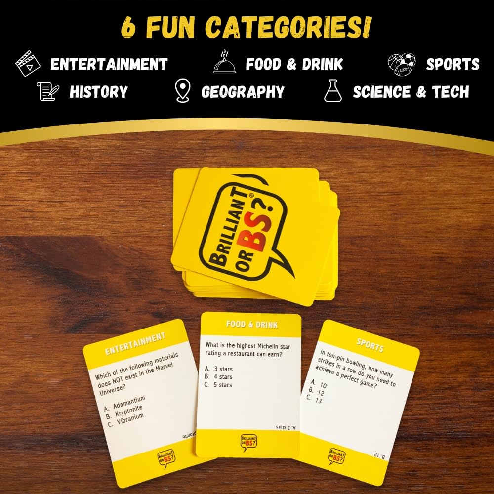 Brilliant or BS? Trivia Game - Fun Bluffing Game for Friends & Family - Cardboard
