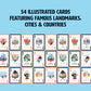 Ridleys Games: Travel Destinations Playing Cards | Full Deck of Cards with 54 Unique Travel Destinations | Travel Fun Facts on